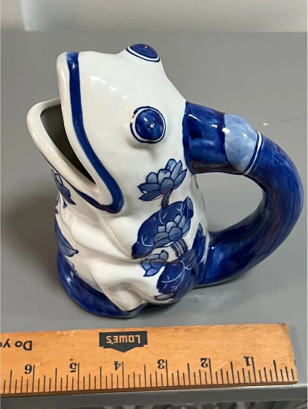 Blue & White Chinoiserie Frog Pitcher